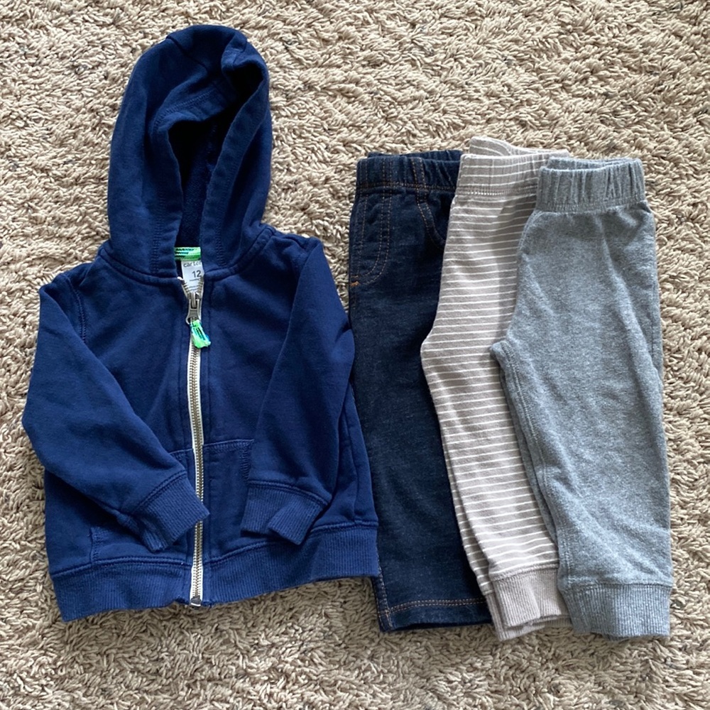 Carters 12 mo boys pants & sweatshirt